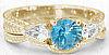 Round Swiss Blue Topaz Diamond Alternative Engagement Ring in 14k Yellow Gold