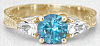 Round Swiss Blue Topaz and Pear White Sapphire Ring in 14k Yellow Gold