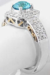 Blue Zircon Diamond Rings in 18k Gold in 14k yellow gold