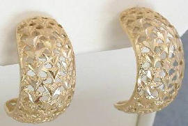 Diamond Cut Half Hoop Earrings in 14k yellow gold