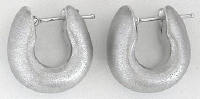 14k white gold Satin Finished Hoop Earrings in 14k white gold