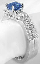 Sapphire Diamond Wedding Set in 14k white gold