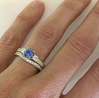 Sapphire Diamond Engagement Set in 14k white gold