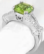 Heart Gallery on Cushion Cut Peridot Engagement Rings