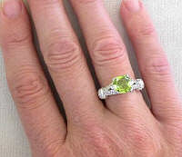 Peridot Diamond Engagement Rings in 14k in 14k white gold