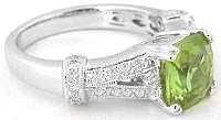 August Birthstone and Diamond Ring in 14k white gold