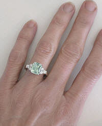 Radiant Cut Gemstone Rings in 14k with Prasiolite