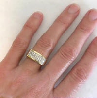 14k yellow gold Three Row Invisibly Set Princess Cut Diamond Ring
