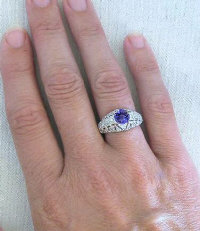 Natural Tanzanite and Diamond Rings in 14k white gold