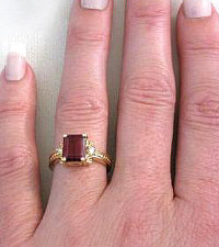 Rhodolite Garnet Diamond Engagement Rings in 14k white gold
