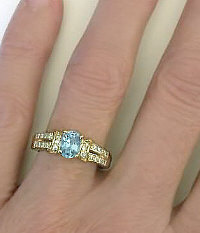 Aquamarine and Diamond Engagement Rings in 14k Yellow Gold