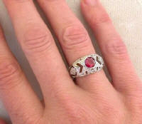 Antique Stye Ruby and Diamond ring in 18k white gold