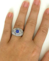 Dramatic Estate Style 2.29 ctw Ceylon Sapphire Diamond Ring in 14k white gold