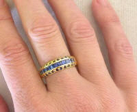 Princess Cut and Round Cut Sapphire Band in 14k gold