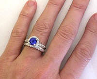 Round Tanzanite Engagement Ring and Wedding Band in 14k white gold