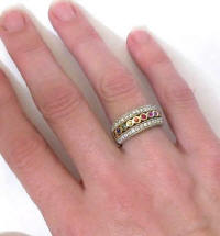 Rainbow Sapphire Wedding Band Rings in 14k gold