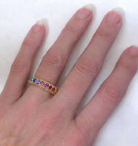Colors of Sapphire Eternity Band Ring with Diamonds in 14k Yellow Gold