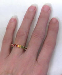 Natural Sapphire Eternity Anniversary Band Ring in Yellow Gold