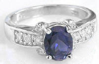 Oval Iolite Rings in White Gold in 14k white gold