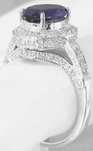 Halo iolite band ring in 14k white gold