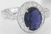 Iolite and Diamond Rings in White Gold in 14k white gold
