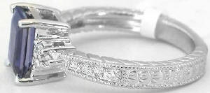 Emerald Cut Iolite Rings in White Gold in 14k white gold