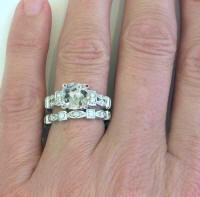 Prasiolite Engagement Ring and Matching Diamond Wedding Band