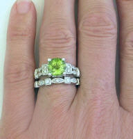 August Birthstone Engagement Ring and Wedding Band
