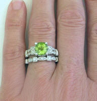 August Birthstone Engagement Ring and Wedding Band in 14k white gold