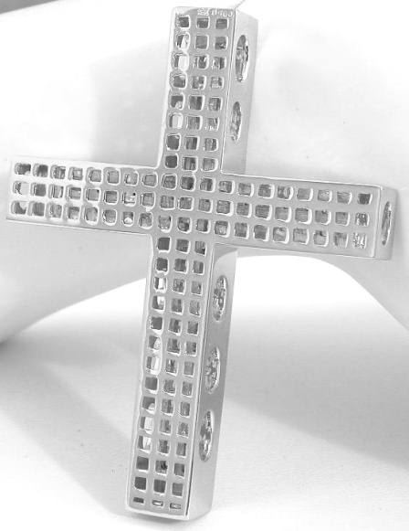 Exquisite 4.5 ctw Princess Cut Diamond Cross Pendant in 18k White Gold