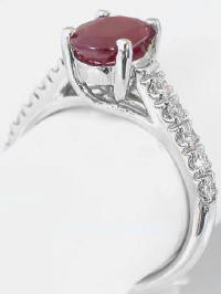 Genuine Burmese Ruby and Diamond Ring in 14k white gold