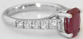 Oval Burmese Ruby and Diamond Ring in 14k white gold