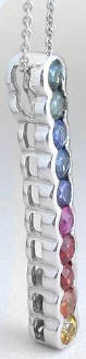 Rainbow Sapphire Line Pendants in 14k white gold