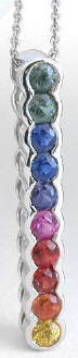 Rainbow Sapphire Line Pendants in 14k white gold