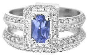 Periwinkle Blue Sapphire Engagement Rings in 14k white gold