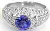 Round Tanzanite and Diamond Ring in 14k white gold
