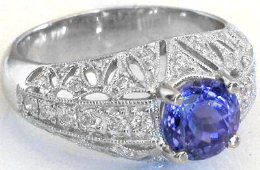 Natural Tanzanite and Diamond Rings in 14k White Gold