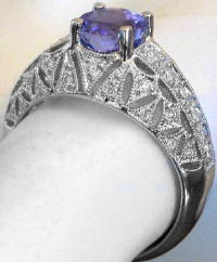Antique Inspired Natural Tanzanite Rings in 14k white gold