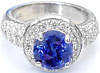 Round Tanzanite and Pave Diamond Ring in 18k white gold