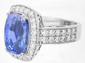 Unheated Ceylon Light Blue Sapphire and Diamond Engagement Ring in 18k