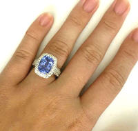 Important Unheated Ceylon Blue Sapphire and Diamond Engagement Rings in 18k