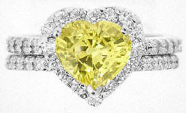 Heart Shaped Yellow Sapphire Rings in 14k white gold
