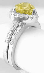 Heart Shaped Yellow Sapphire Rings in 14k white gold