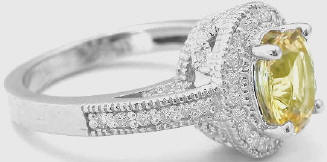 Yellow Sapphire and Diamond Rings in 14k white gold