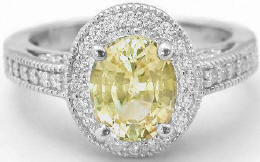 Oval Yellow Sapphire and Diamond Ring in 14k white gold