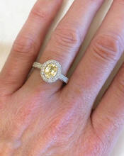 Yellow Sapphire Gemstone and Diamond Ring in 14k white gold