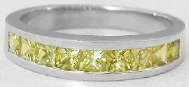 Princess Cut Natural Yellow Sapphire Band in 14k white gold