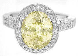 5.36 carat Ceylon Yellow natural Sapphire and Diamond Ring in 14k white gold