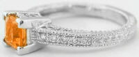 Orange Sapphire Engagement Rings with Antique Styling in 14k white gold