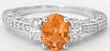 Vintage Orange Sapphire and Diamond Engagement Ring